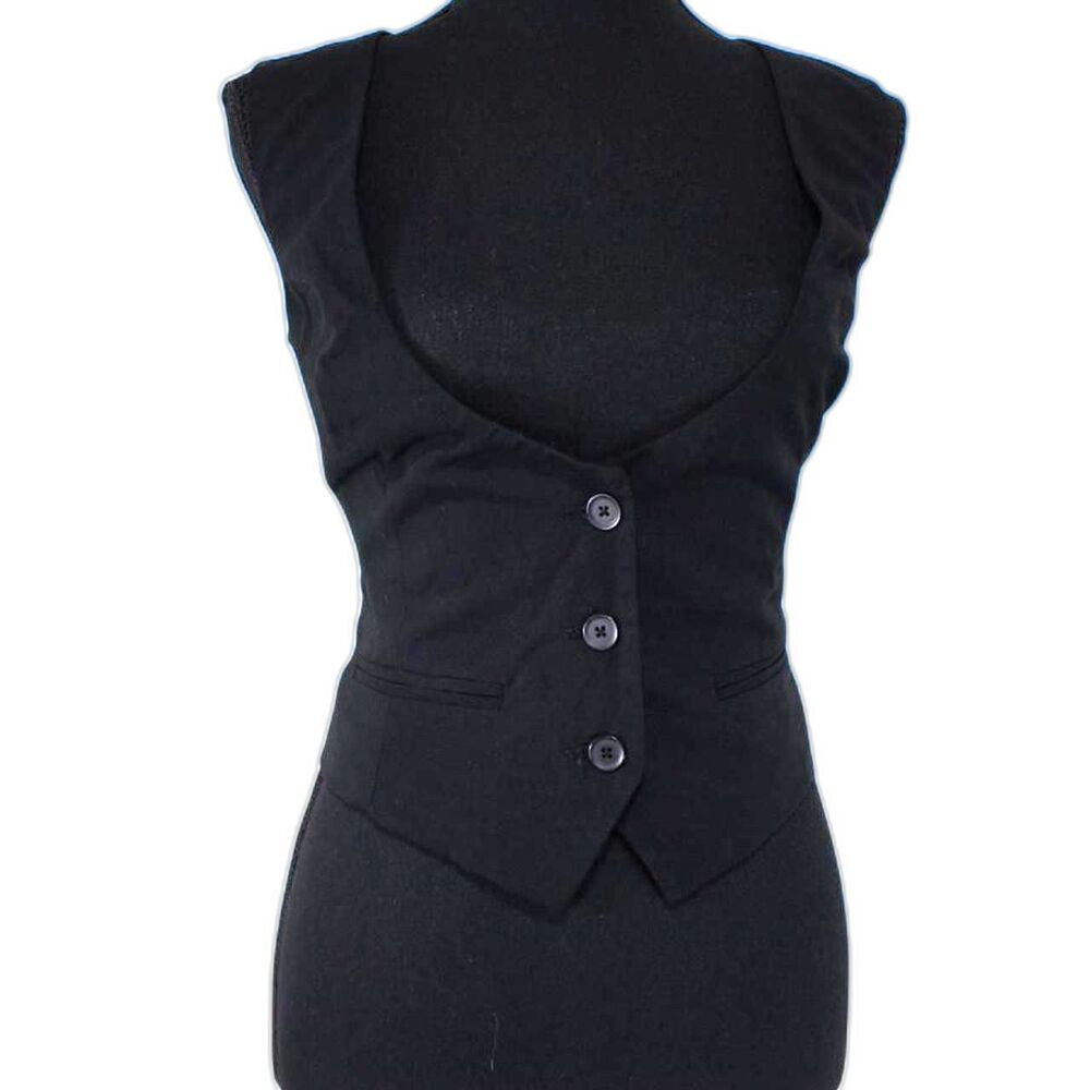Mossimo Black Sleeveless Button-Front Vest Top